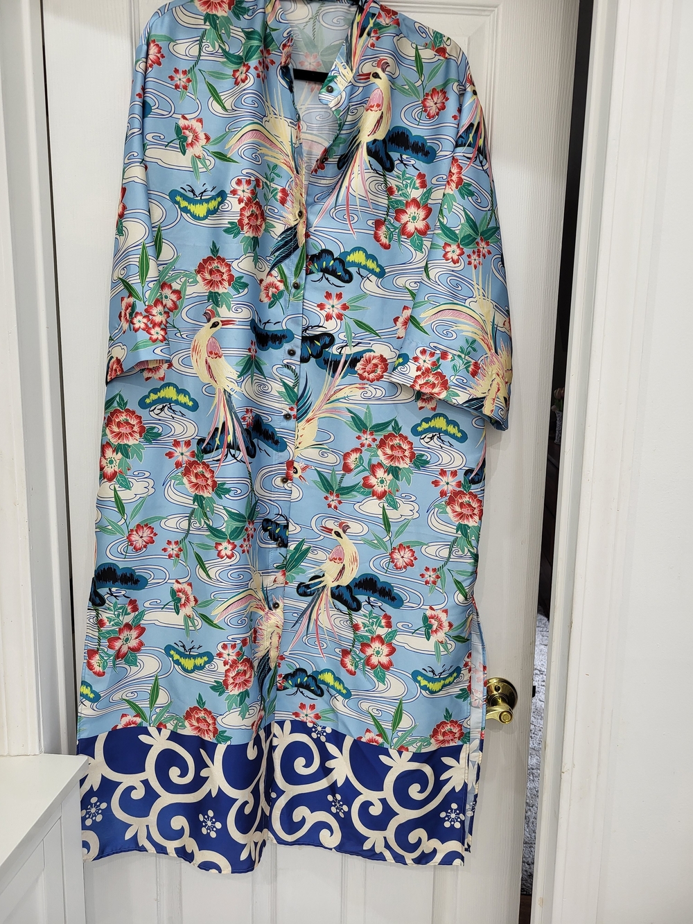 Zara Blue Floral & Bird Print Women’s Dress. Size Xl